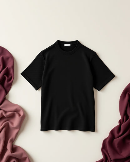 T-shirt sculptant noir, à plat